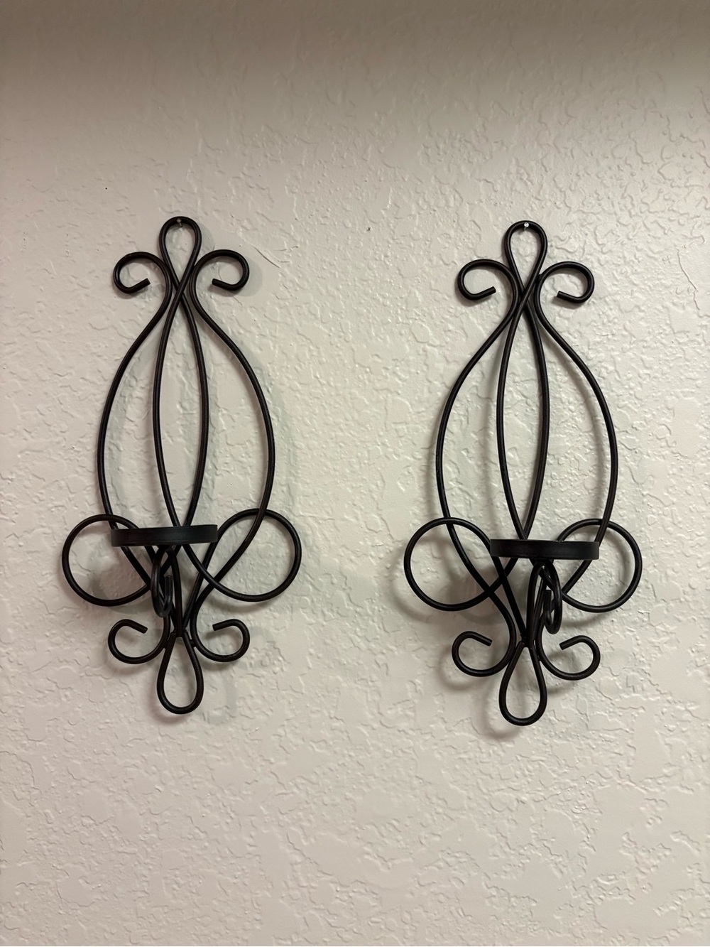 Decorative Black Metal Wall Sconces - Pair
